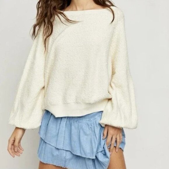 Free People | Found My Friend Pullover Sweater Minimalist in Cream | Size Medium - Picture 3 of 16